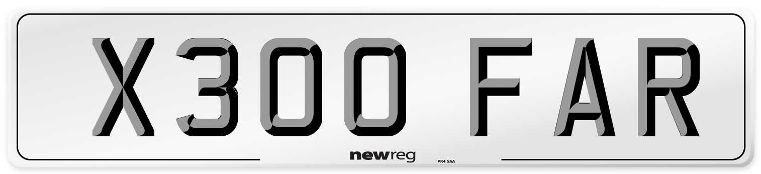 X300 FAR Number Plate from New Reg